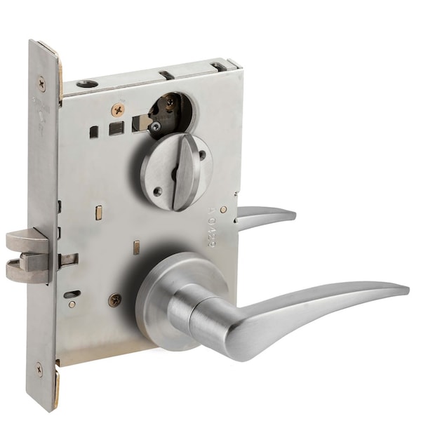 Schlage Grade 1 Bed Bathroom Privacy Mortise Lock, 12 Lever, A Rose, Satin Chrome Finish, Left-Handed L9040 12A 626 LH - main